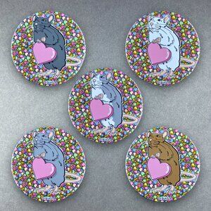 Valentines Day Rat Pin, Magnet, Keychain, Bottle Opener or Mini Ornament